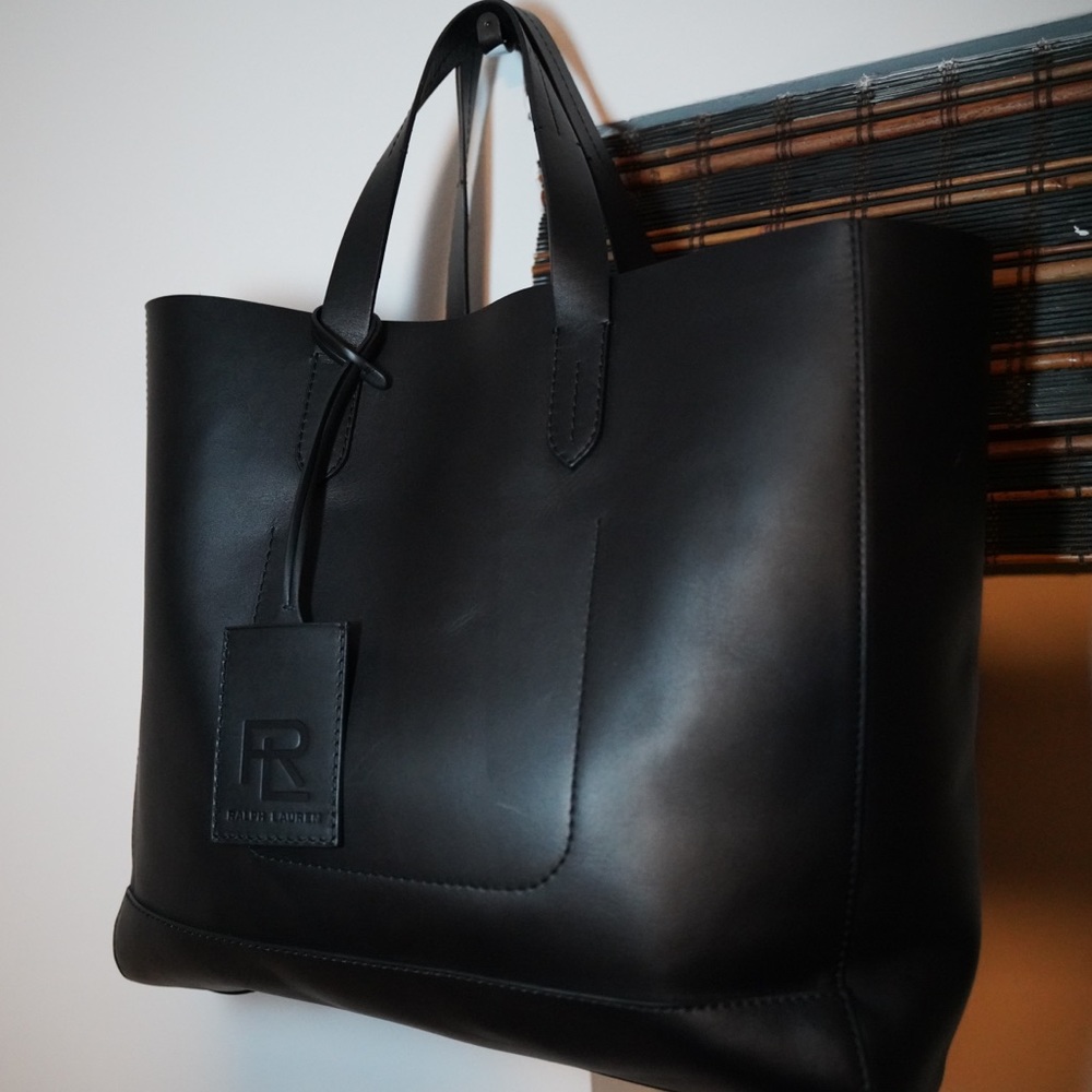 Ralph Lauren Purple Label Leather Saddle Tote Bag